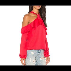 Saylor West Cold Shoulder Blouse in Red